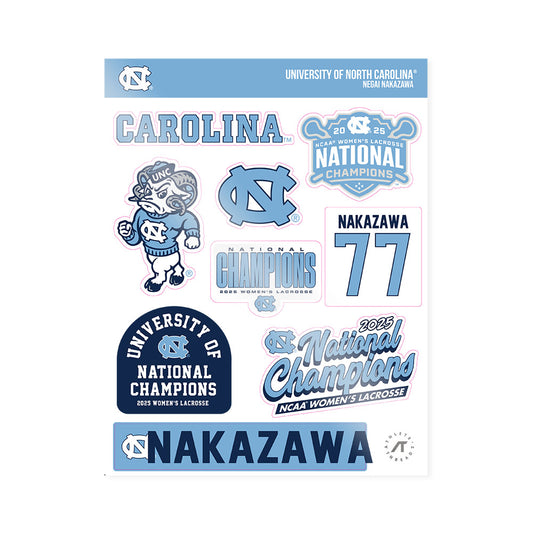 UNC - NCAA Women's Lacrosse : Negai Nakazawa - NCAA® Sticker Sheet-0