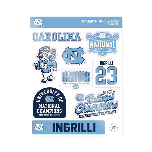 UNC - NCAA Women's Lacrosse : Eva Ingrilli - NCAA® Sticker Sheet-0