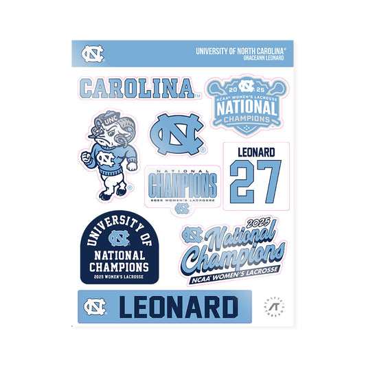 UNC - NCAA Women's Lacrosse : GraceAnn Leonard - NCAA® Sticker Sheet-0
