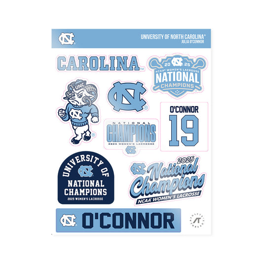 UNC - NCAA Women's Lacrosse : Julia O'Connor - NCAA® Sticker Sheet-0