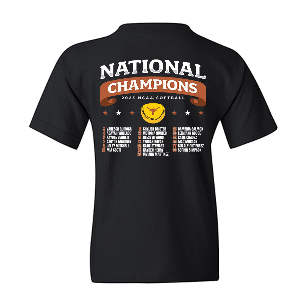 Texas - NCAA Softball : - NCAA® National Champions Roster Shirt Youth T-Shirt-1
