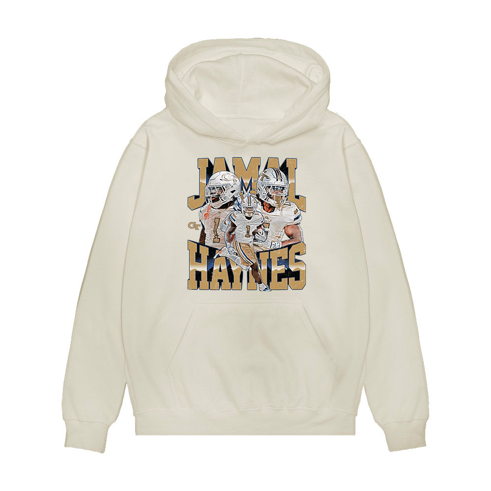 Georgia Tech - NCAA Football : Jamal Haynes - Collage Premium Hooded Sweatshirt-0