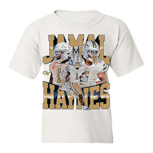 Georgia Tech - NCAA Football : Jamal Haynes - Collage Youth T-Shirt-0