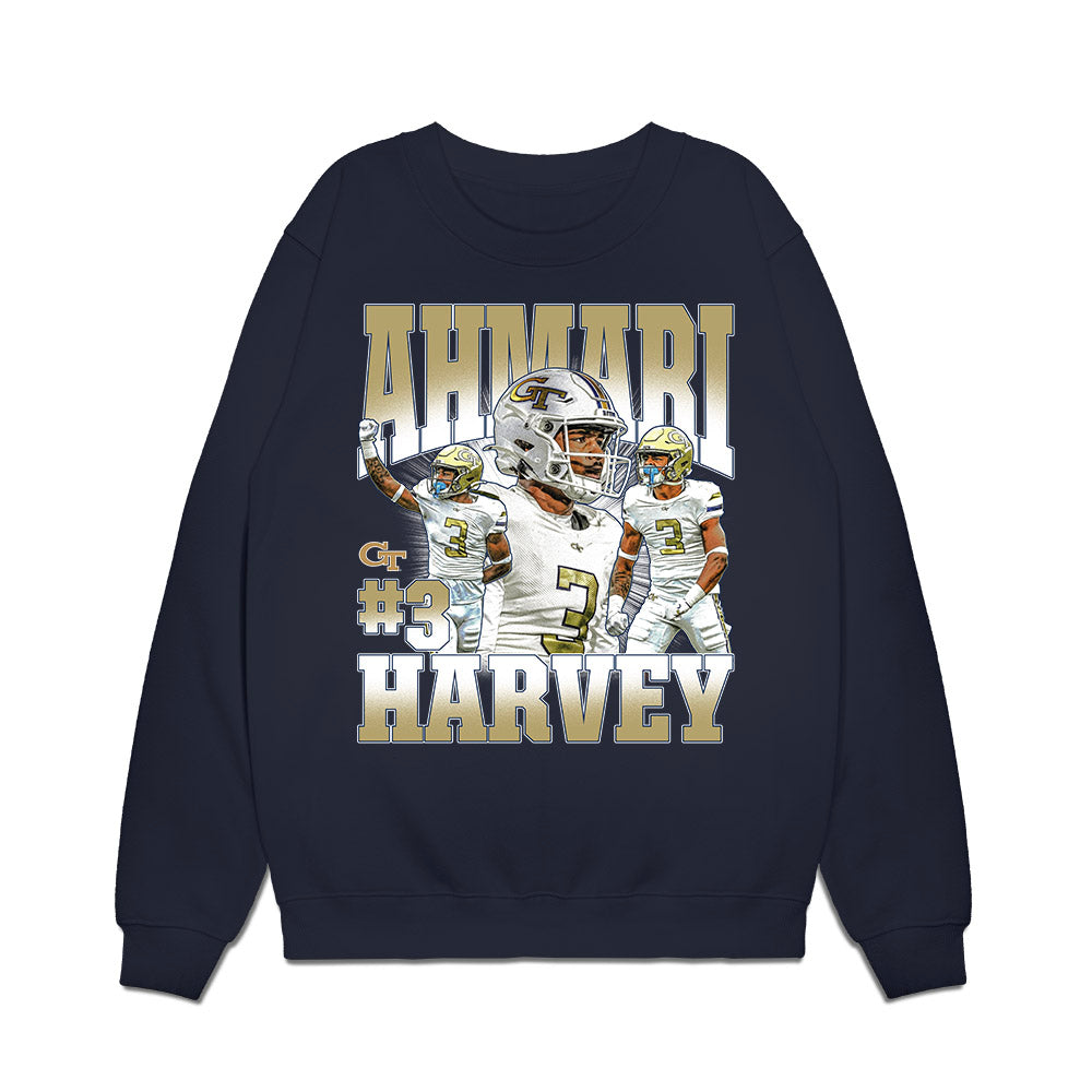 Georgia Tech - NCAA Football : Ahmari Harvey - Collage Premium Crewneck Sweatshirt-0