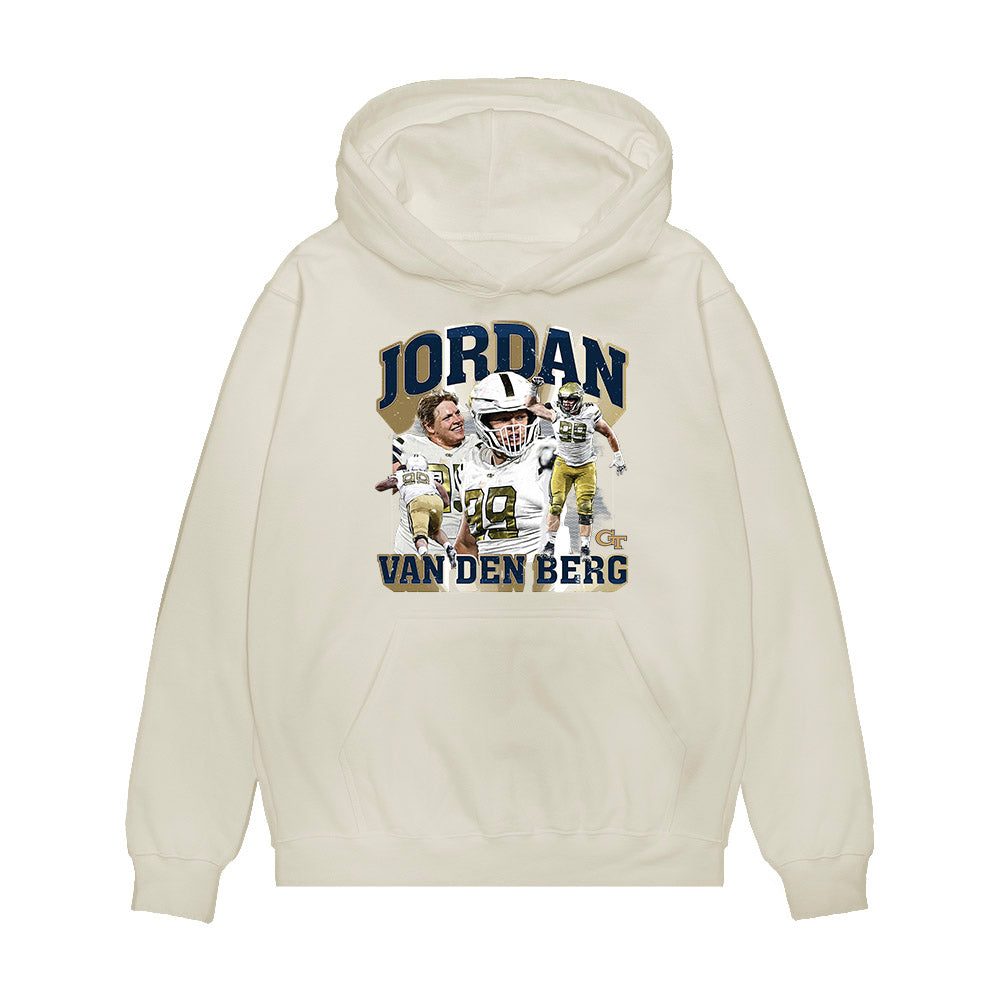 Georgia Tech - NCAA Football : Jordan van den Berg - Collage Premium Hooded Sweatshirt-0