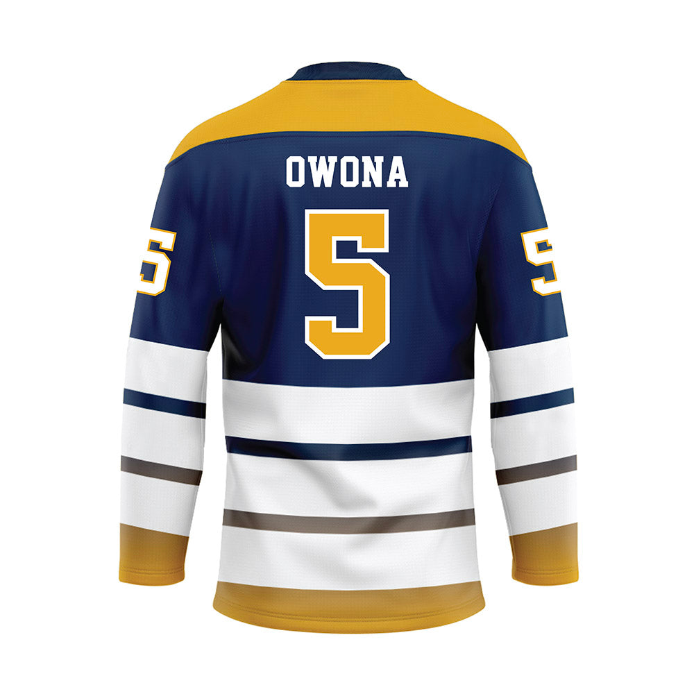UTC - NCAA Women's Basketball : Sarah Owona - Blue Hockey Jersey-1