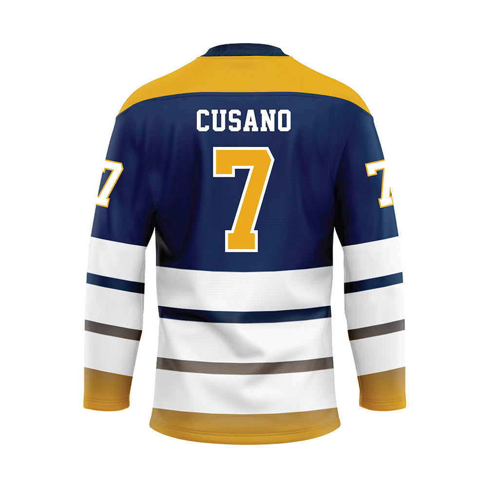 UTC - NCAA Men's Basketball : Sean Cusano - Blue Hockey Jersey-1