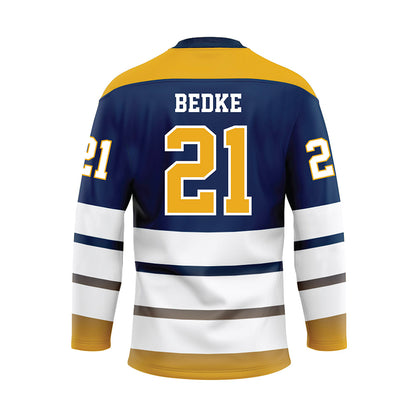 UTC - NCAA Women's Basketball : Falon Bedke - Blue Hockey Jersey-1