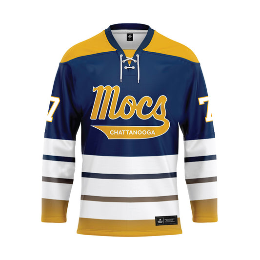 UTC - NCAA Men's Basketball : Sean Cusano - Blue Hockey Jersey-0