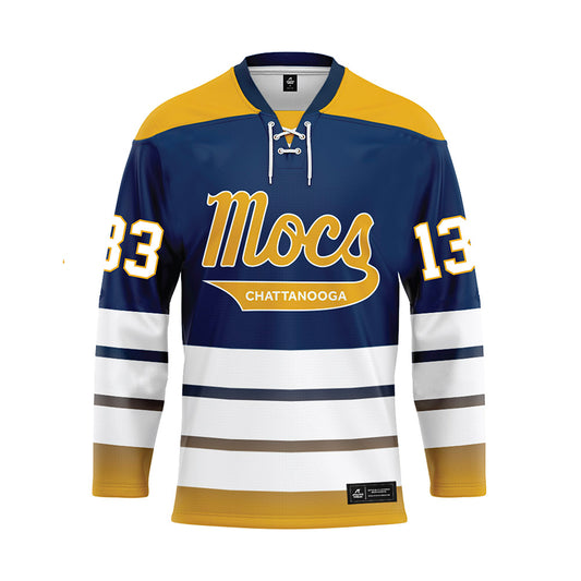 UTC - NCAA Wrestling : Elijah Lowe - Blue Hockey Jersey-0