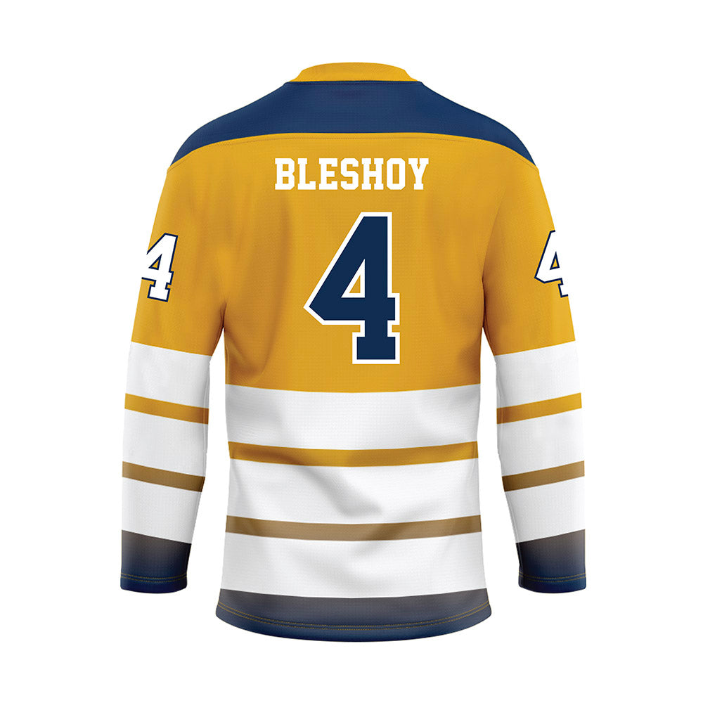 UTC - NCAA Men's Basketball : Zachary Bleshoy - Gold Hockey Jersey-1
