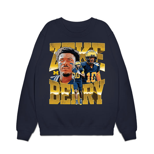 Michigan - NCAA Football : Zeke Berry - Collage Premium Crewneck Sweatshirt-0