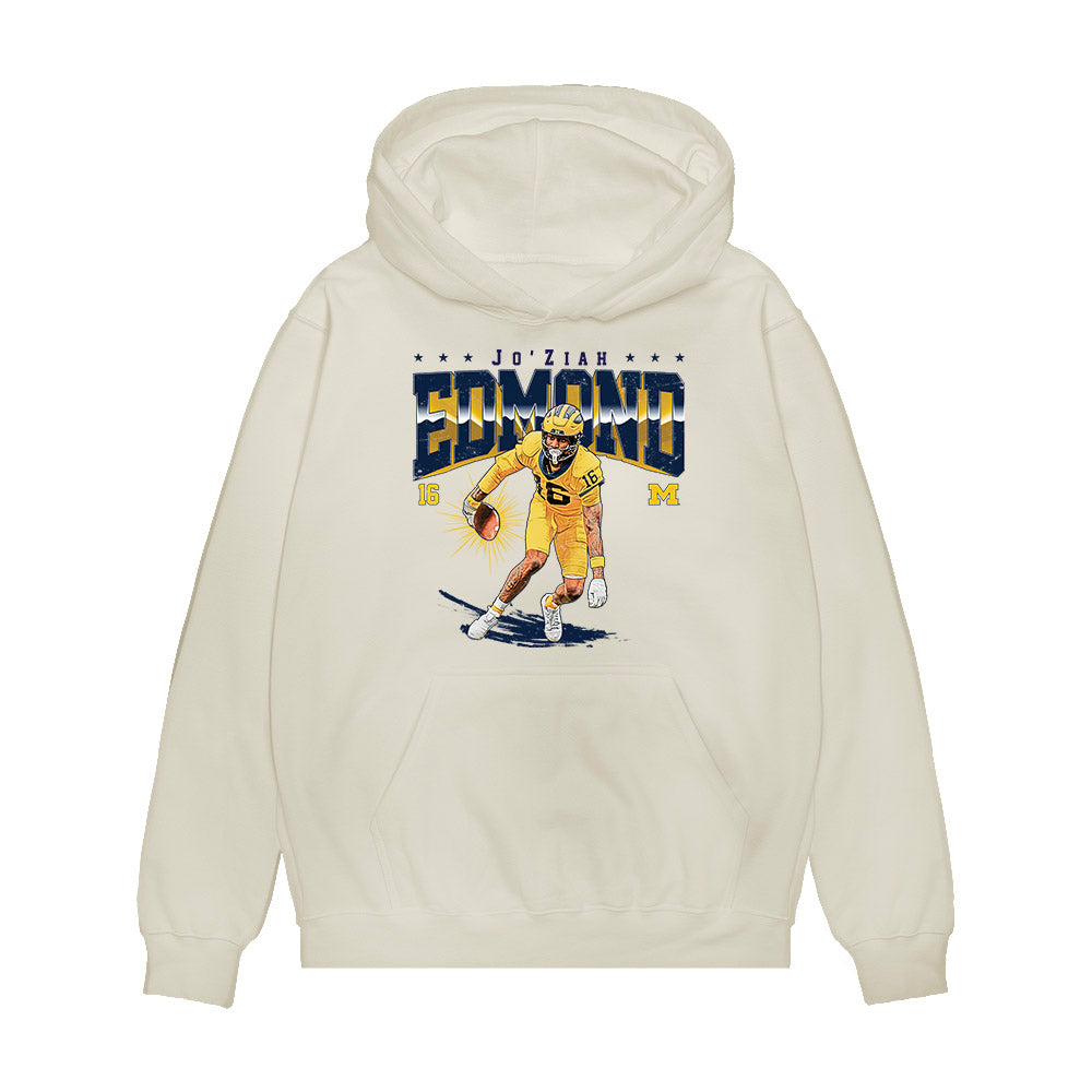 Michigan - NCAA Football : Jo'Ziah Edmond - Caricature Premium Hooded Sweatshirt-0