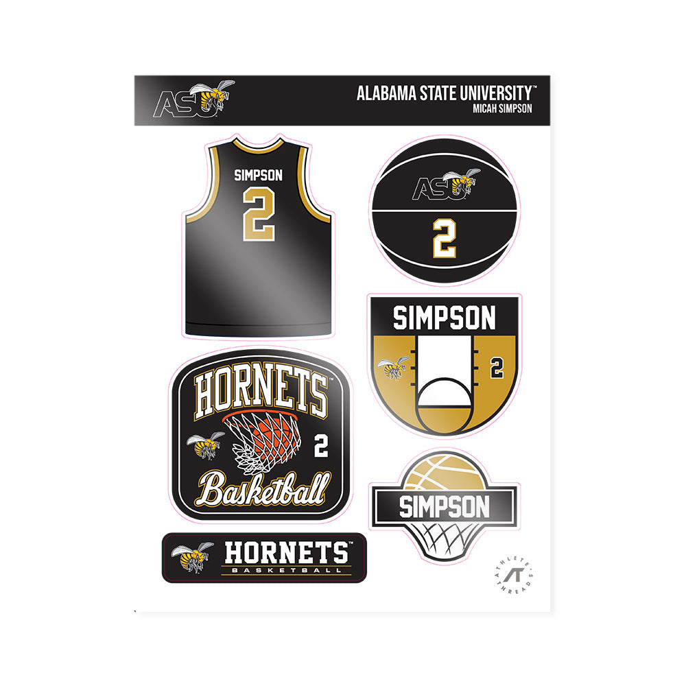Alabama State - NCAA Men's Basketball : Micah Simpson - Sticker Sheet-0