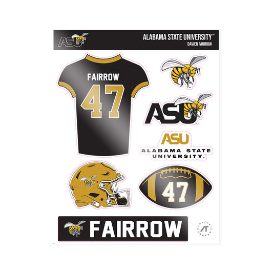Alabama State - NCAA Football : Davier Fairrow - Sticker Sheet-0