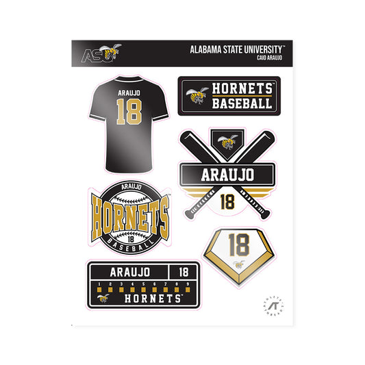 Alabama State - NCAA Baseball : Caio Araujo - Sticker Sheet-0