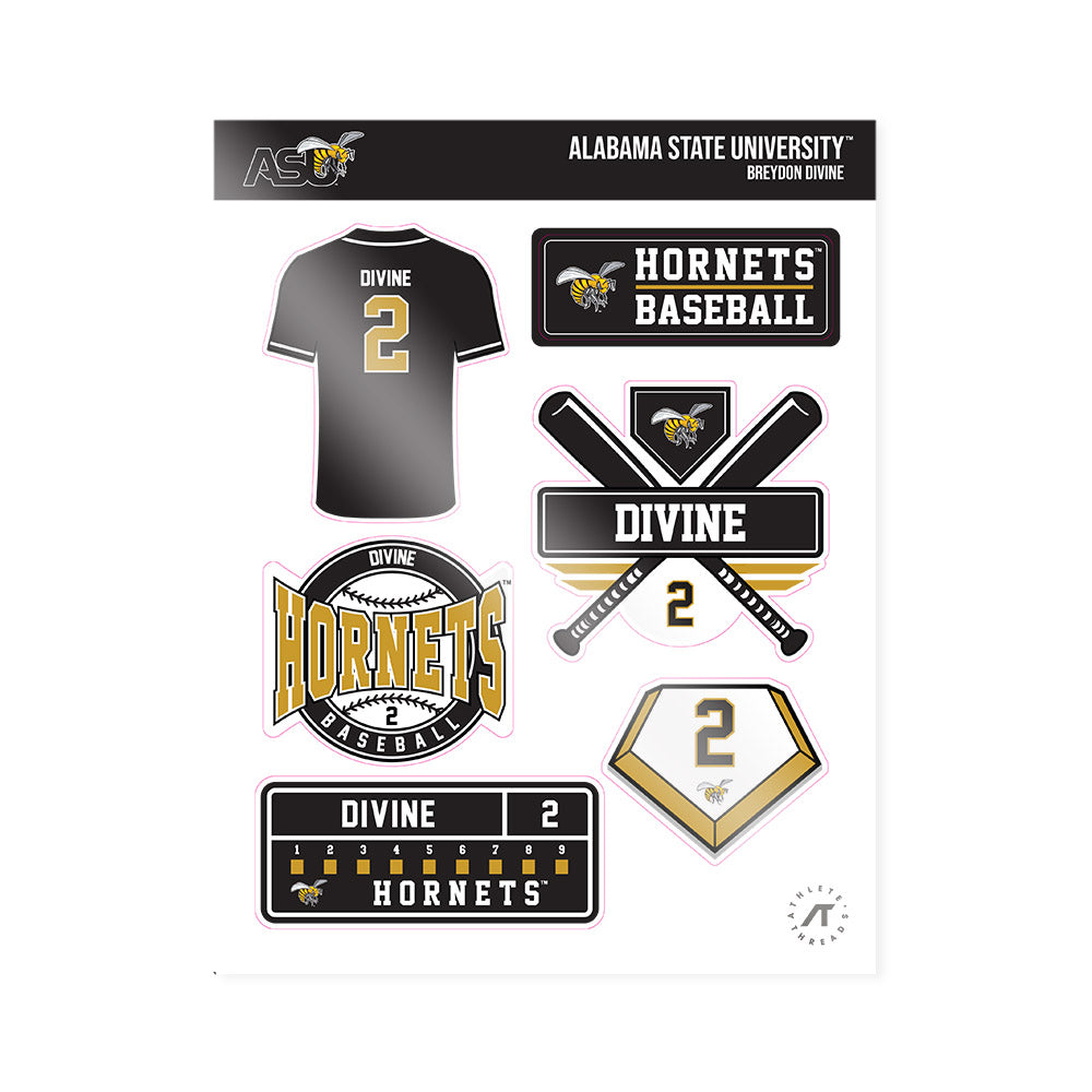 Alabama State - NCAA Baseball : Breydon Divine - Sticker Sheet-0