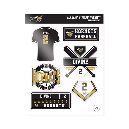 Alabama State - NCAA Baseball : Breydon Divine - Sticker Sheet-0