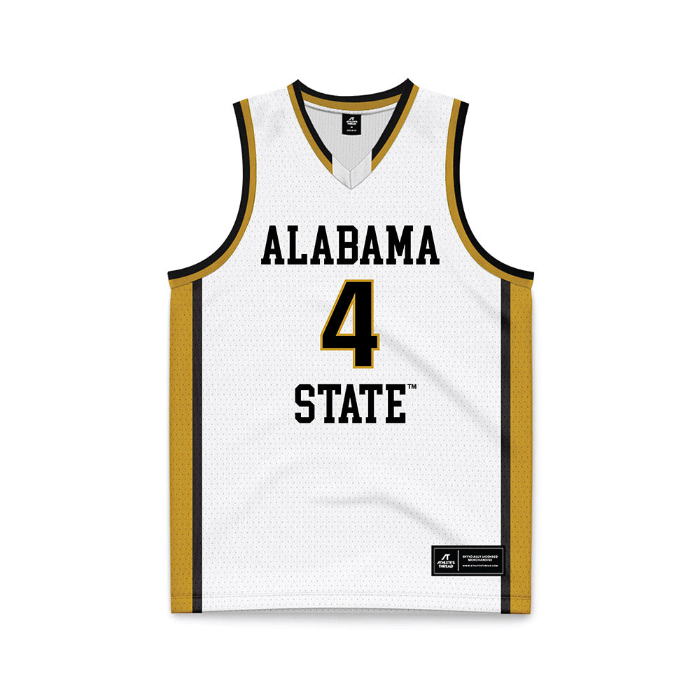 Alabama State - NCAA Women's Basketball : Aamori Daniels - White Basketball Jersey-0