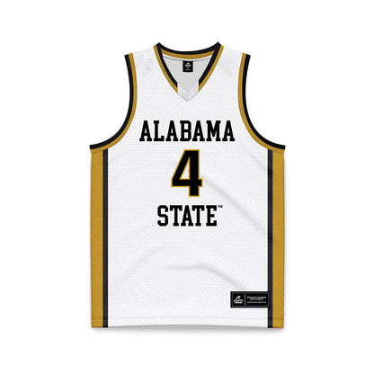 Alabama State - NCAA Women's Basketball : Aamori Daniels - White Basketball Jersey-0