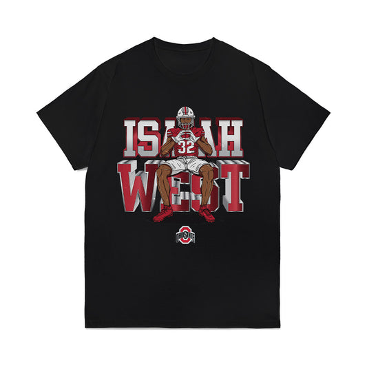 Ohio State - NCAA Football : Isaiah West - Caricature Comfort Colors T-Shirt-0
