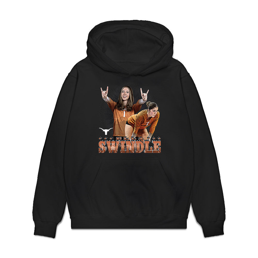 Texas - NCAA Women's Volleyball : Ella Swindle - Caricature Premium Hooded Sweatshirt-0