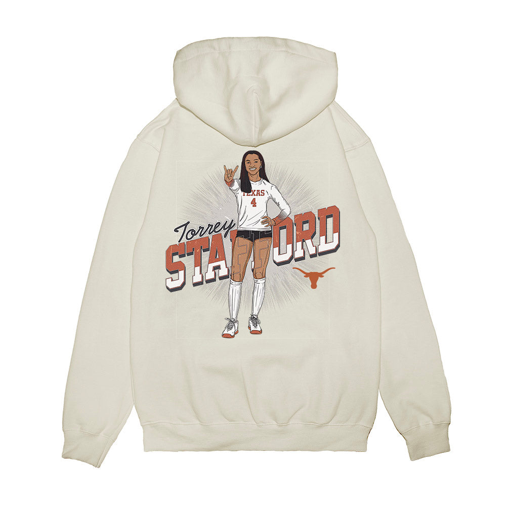 Texas - NCAA Women's Volleyball : Torrey Stafford - Caricature Premium Hooded Sweatshirt-1