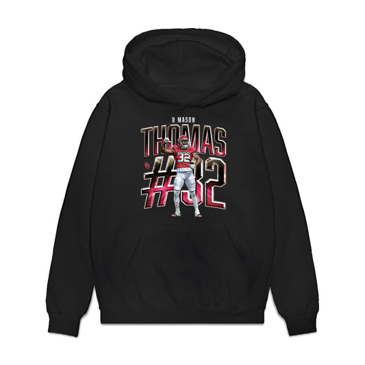 Oklahoma - NCAA Football : R Mason Thomas - Caricature Premium Hooded Sweatshirt-0