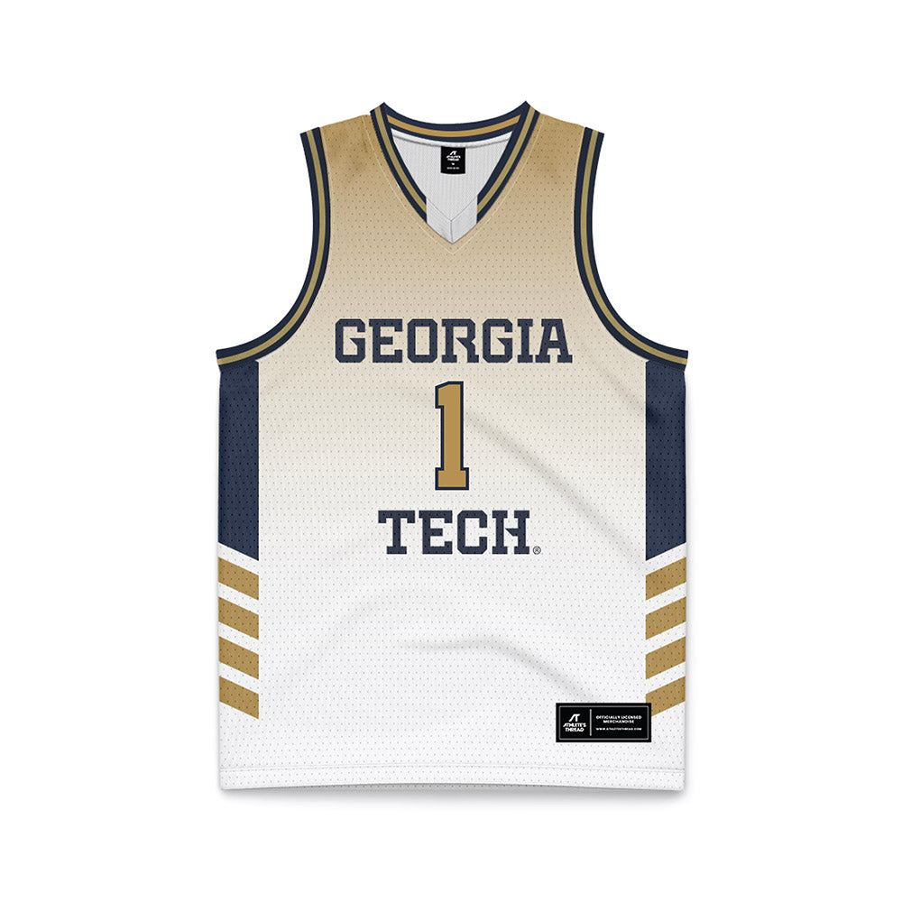 Georgia Tech - NCAA Men's Basketball : Lamar Washington - White Basketball Jersey-0