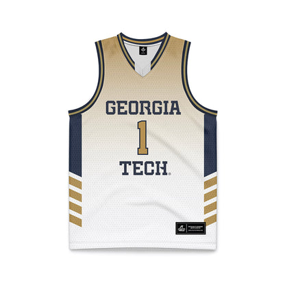 Georgia Tech - NCAA Men's Basketball : Lamar Washington - White Basketball Jersey-0