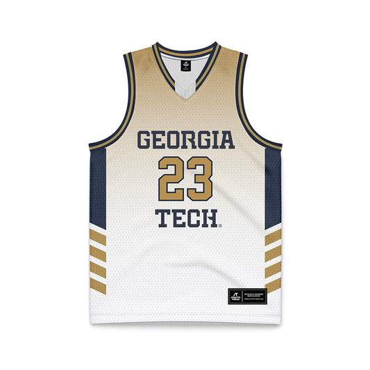 Georgia Tech - NCAA Men's Basketball : Brandon Stores - White Basketball Jersey-0