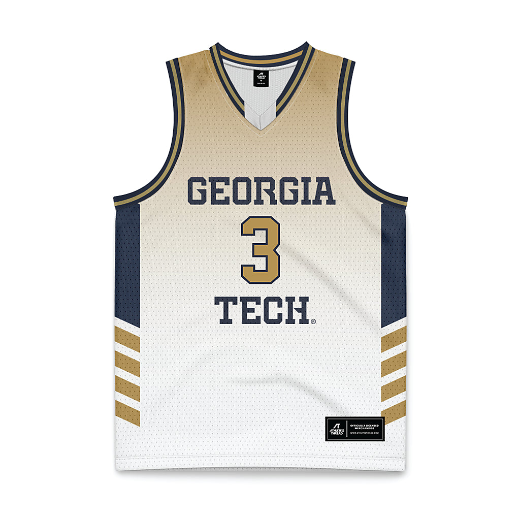 Georgia Tech - NCAA Men's Basketball : Jaeden Mustaf - White Basketball Jersey-0