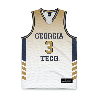 Georgia Tech - NCAA Men's Basketball : Jaeden Mustaf - White Basketball Jersey-0