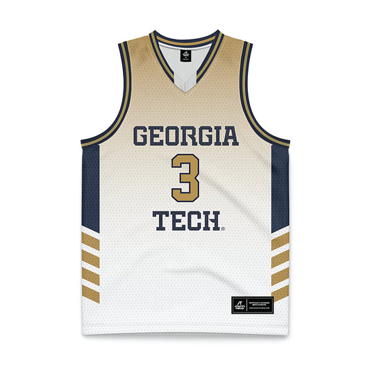 Georgia Tech - NCAA Men's Basketball : Jaeden Mustaf - White Basketball Jersey-0
