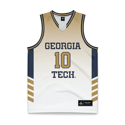 Georgia Tech - NCAA Men's Basketball : Darrions Sutton - White Basketball Jersey-0