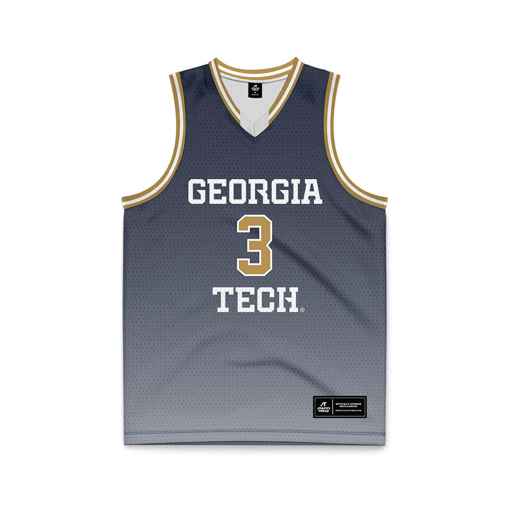 Georgia Tech - NCAA Men's Basketball : Jaeden Mustaf - Navy Basketball Jersey-0