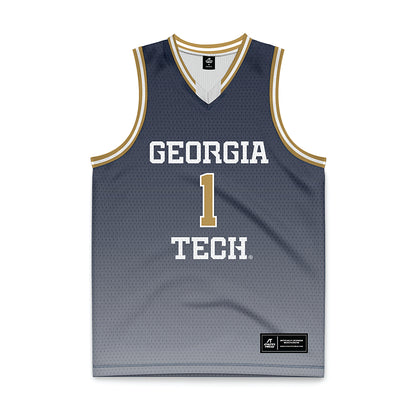 Georgia Tech - NCAA Men's Basketball : Lamar Washington - Navy Basketball Jersey-0