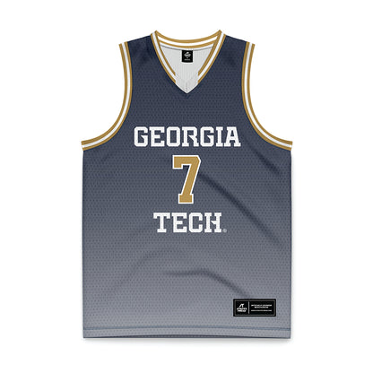 Georgia Tech - NCAA Men's Basketball : Chas Kelley III - Navy Basketball Jersey-0