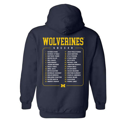 Michigan - NCAA Men's Soccer : - Roster Hooded Sweatshirt-1