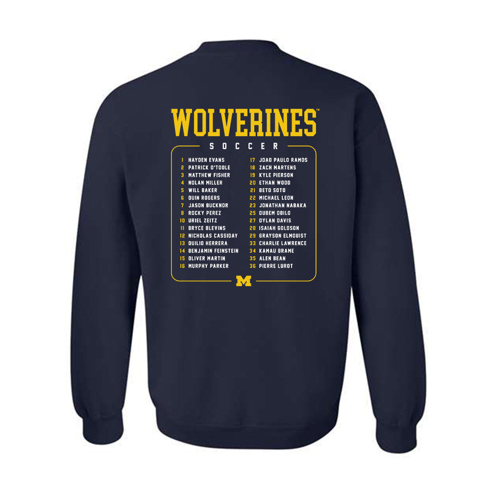 Michigan - NCAA Men's Soccer : - Roster Crewneck Sweatshirt-1