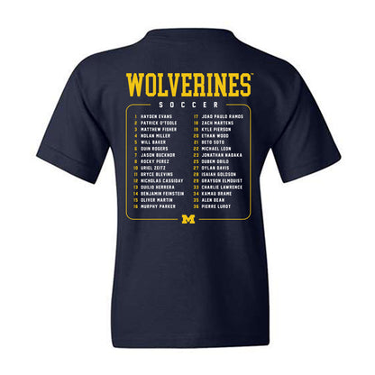 Michigan - NCAA Men's Soccer : - Roster Youth T-Shirt-1