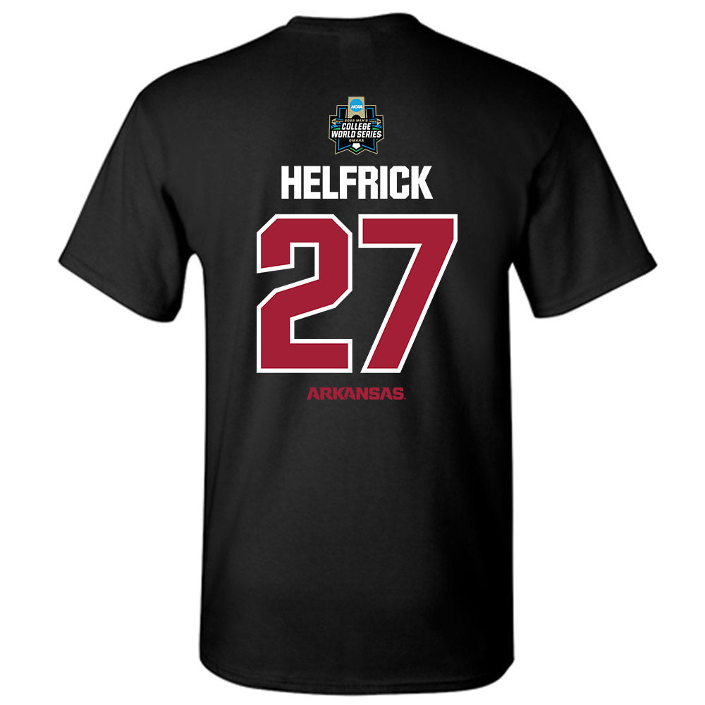 Arkansas - NCAA Baseball : Ryder Helfrick - NCAA® World Series Classic Shersey T-Shirt-1