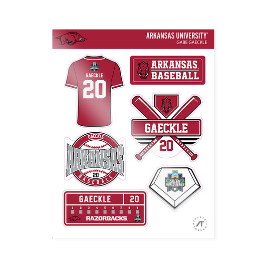 Arkansas - NCAA Baseball : Gabe Gaeckle - NCAA® World Series Sticker Sheet-0