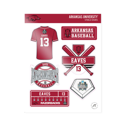 Arkansas - NCAA Baseball : Steele Eaves - NCAA® World Series Sticker Sheet-0