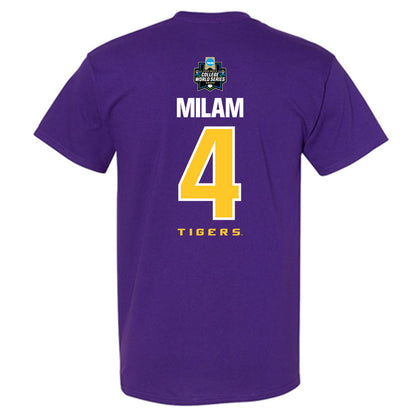 LSU - NCAA Baseball : Steven Milam - NCAA® World Series Classic Shersey T-Shirt-1