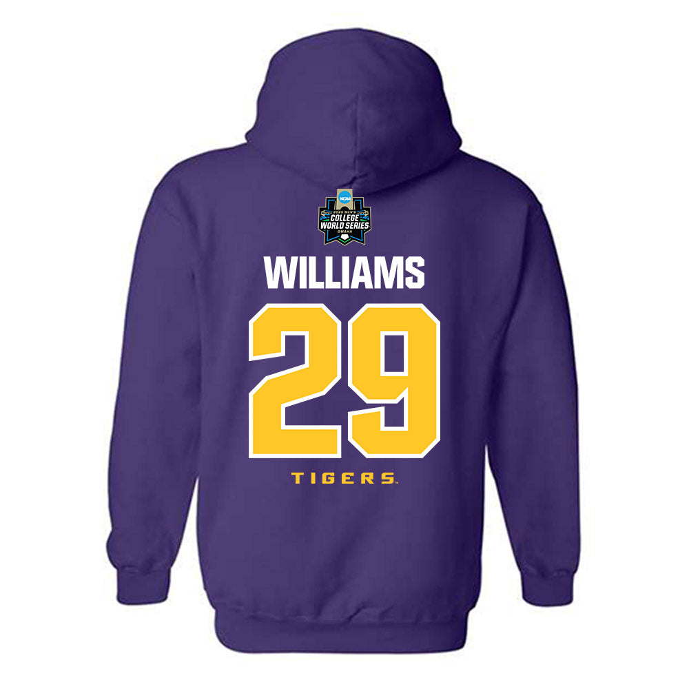 LSU - NCAA Baseball : Cooper Williams - NCAA® World Series Classic Shersey Hooded Sweatshirt-1