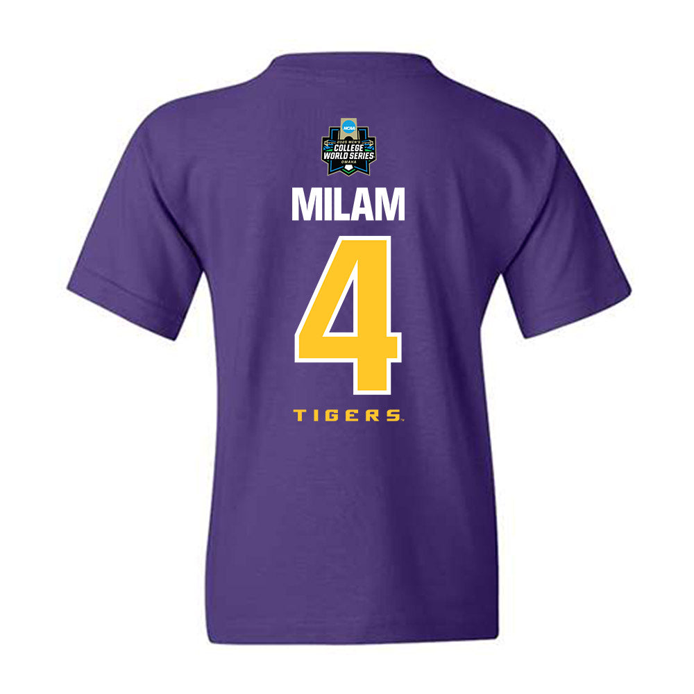 LSU - NCAA Baseball : Steven Milam - NCAA® World Series Classic Shersey Youth T-Shirt-1