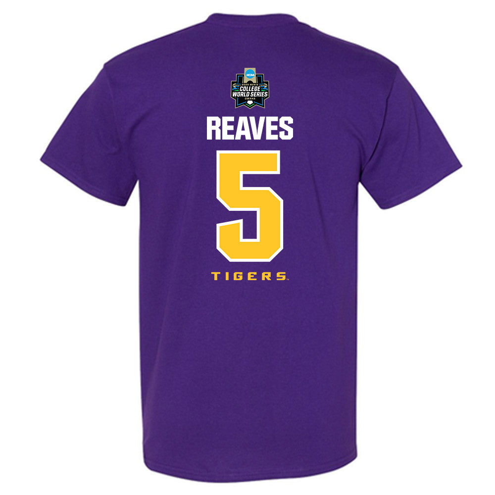 LSU - NCAA Baseball : Tanner Reaves - NCAA® World Series Classic Shersey T-Shirt-1