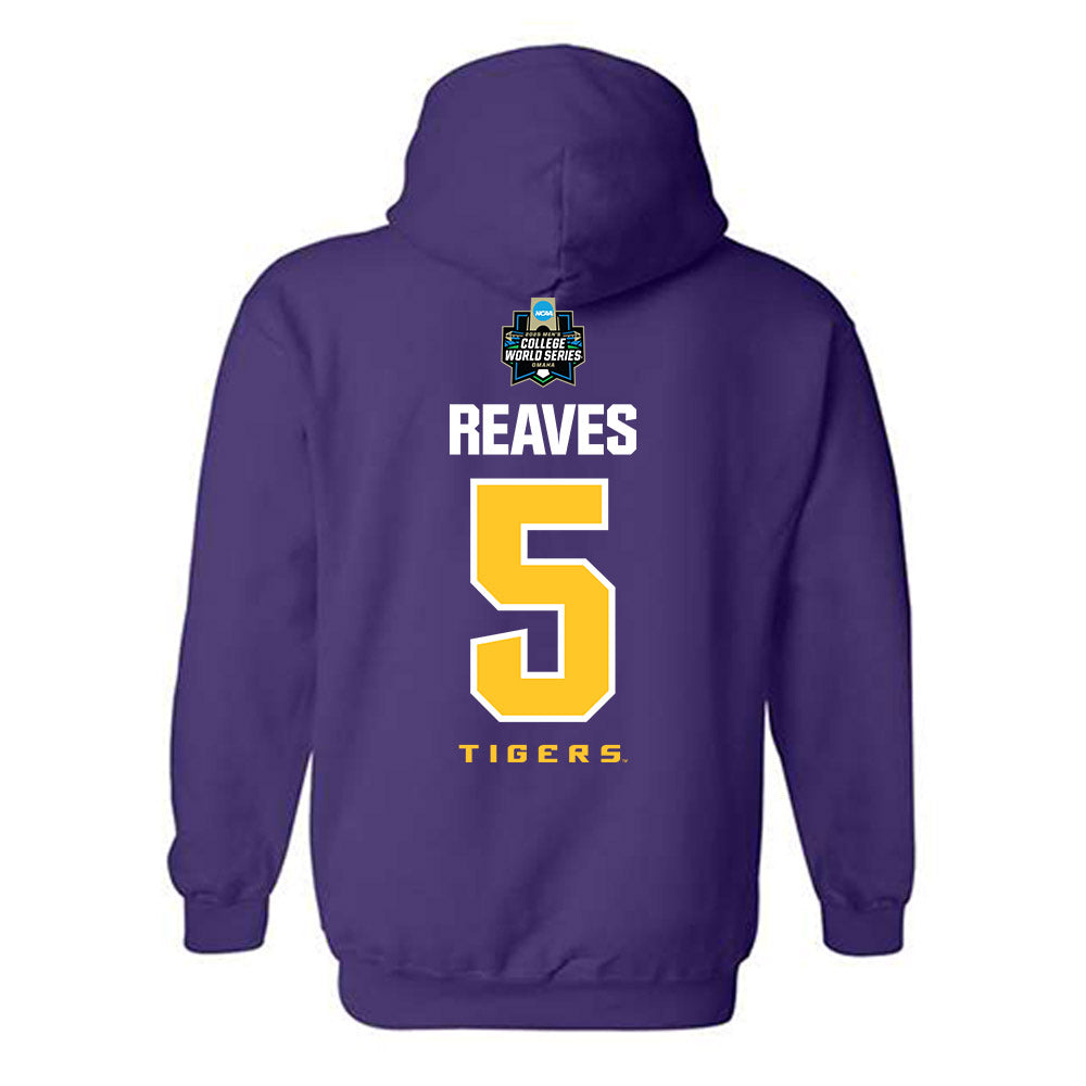 LSU - NCAA Baseball : Tanner Reaves - NCAA® World Series Classic Shersey Hooded Sweatshirt-1
