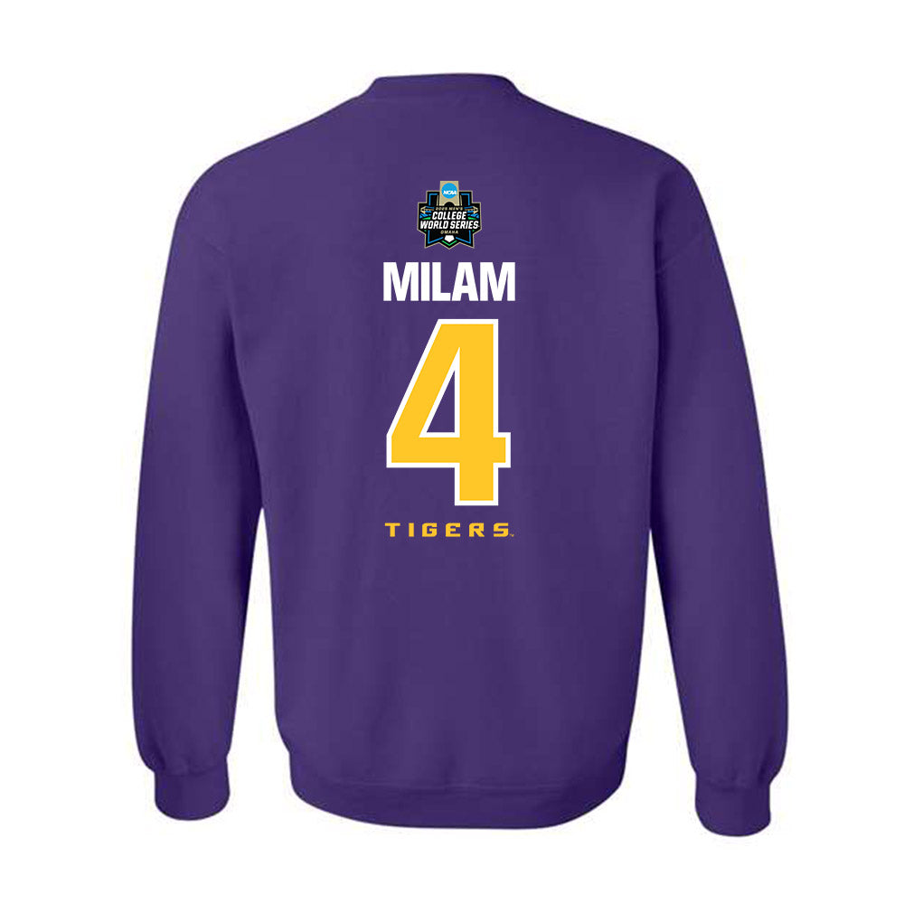 LSU - NCAA Baseball : Steven Milam - NCAA® World Series Classic Shersey Crewneck Sweatshirt-1